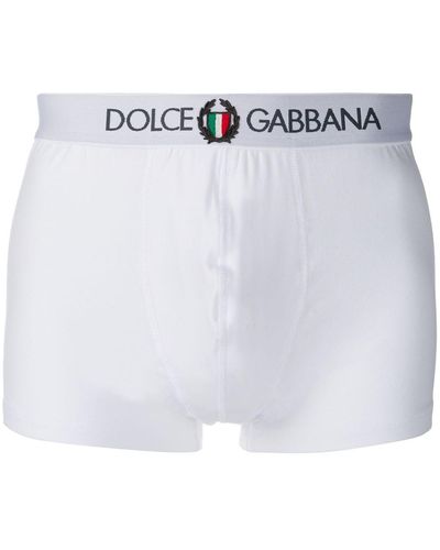 Dolce & Gabbana Bóxer regular en punto bielástico con escudo - Blanco