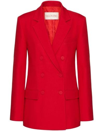 Valentino Garavani Crepe Couture Double-breasted Blazer - Red