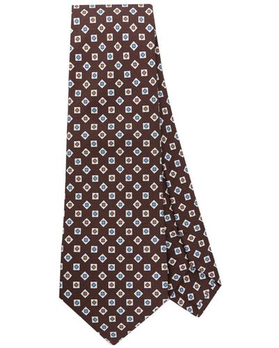 Canali Patterned-jacquard Silk Tie - White