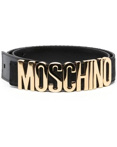 Moschino Logo Leather Belt - Black