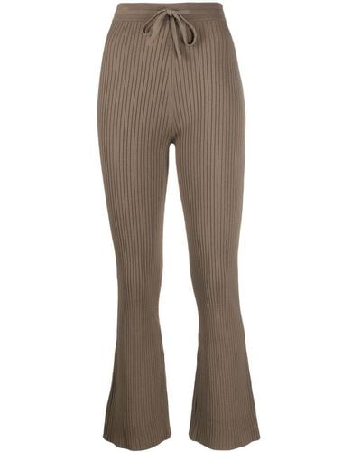 Nanushka Ribbed Knitted Cropped Trousers - Brown