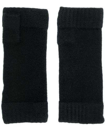 N.Peal Cashmere Finger-less Knitted Gloves - Black