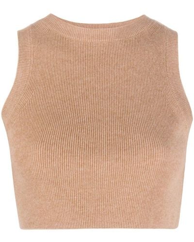 Cashmere In Love Ribbed-knit Cropped Top - Natural