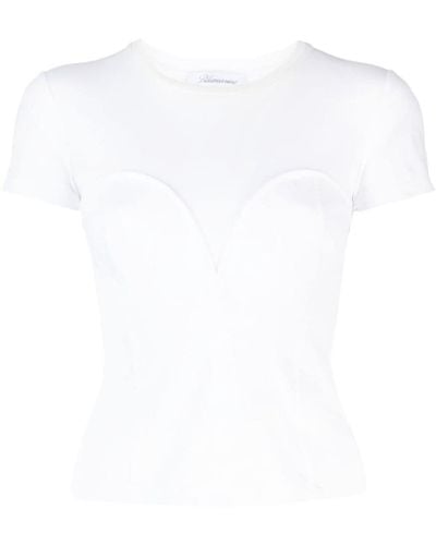 Blumarine Embossed-detailing Cotton T-shirt - White
