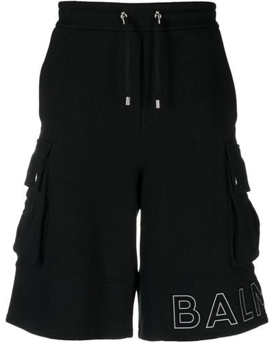 Balmain Logo-print Cotton Cargo Shorts - Black