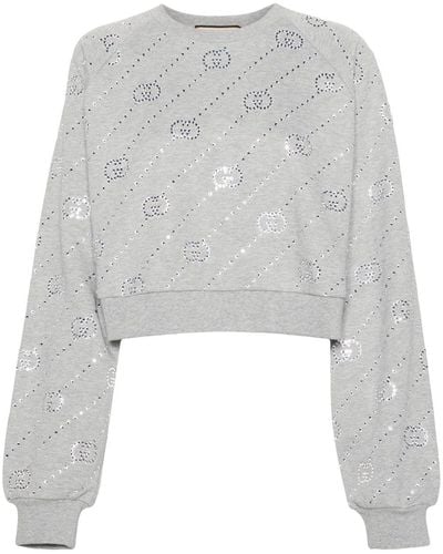 Gucci Sweater Met GG-logo Verfraaid Met Kristallen - Grijs