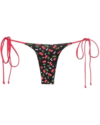 Frankie's Bikinis Bas de bikini à détail noué - Rouge
