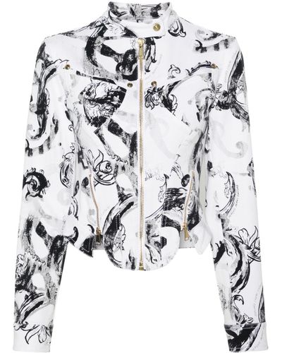 Versace Jeans Couture Giacca denim Watercolour Couture - Bianco