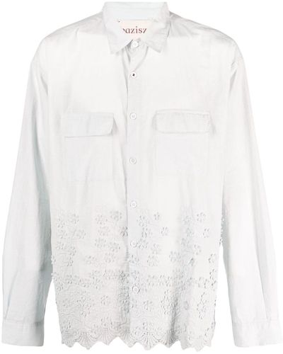 BAZISZT Jasmin Floral-appliqué Cotton Shirt - White
