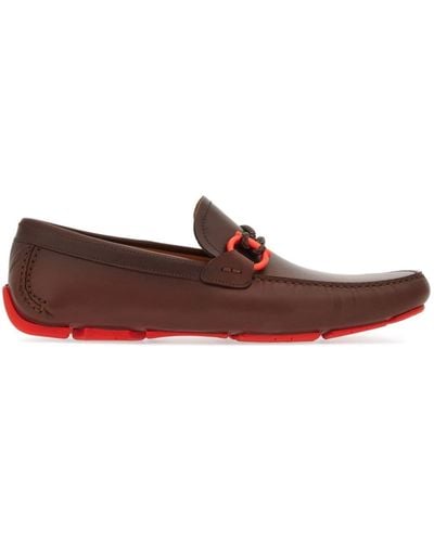 Ferragamo Gancini leather loafers - Marrón