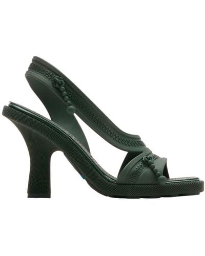 Burberry Decorative Zip-detailing Strappy Sandals - Green