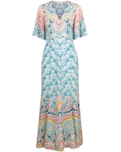 Etro Midi-jurk Met V-hals - Blauw