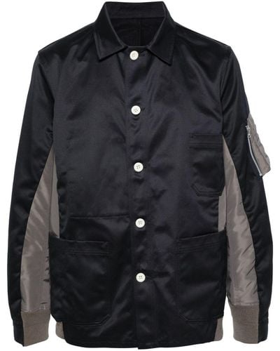 Sacai スプレッドカラー パネル シャツジャケット - ブラック
