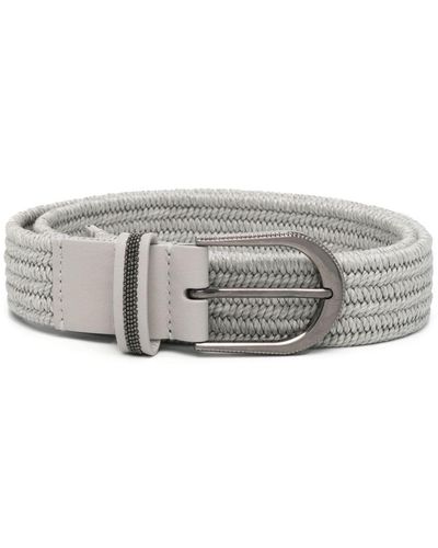 Brunello Cucinelli Cinturón trenzado con cadena Monili - Gris