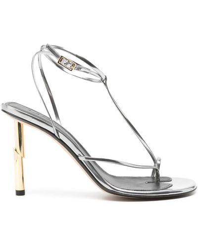 Lanvin Sequence 95mm Metallic Leather Sandals - White