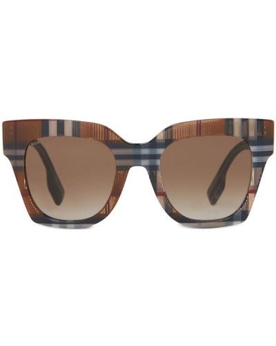 Burberry Check Square-frame Sunglasses - Brown