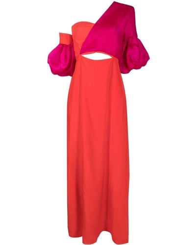 Isolda Greta Asymmetric Silk Dress - Red