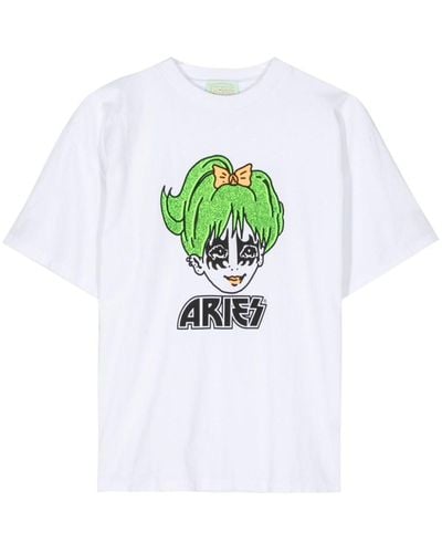Aries Logo-print cotton t-shirt - Weiß