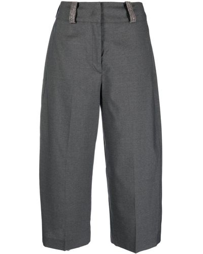 Fabiana Filippi Pressed-crease Wool Cropped Trousers - Grey