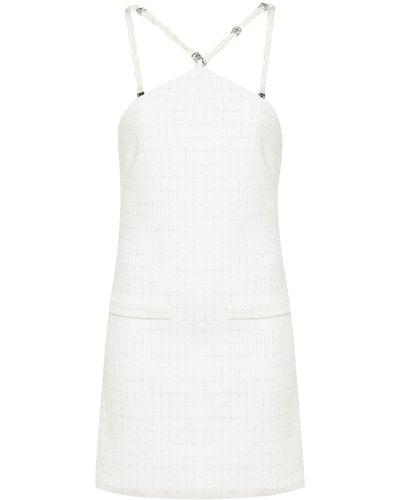 Maje Check-pattern Tweed Halterneck Minidress - White