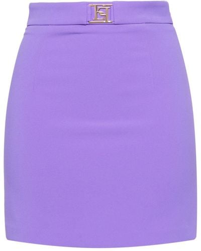 Elisabetta Franchi Stretch-crepe A-line Fitted Skirt - Purple