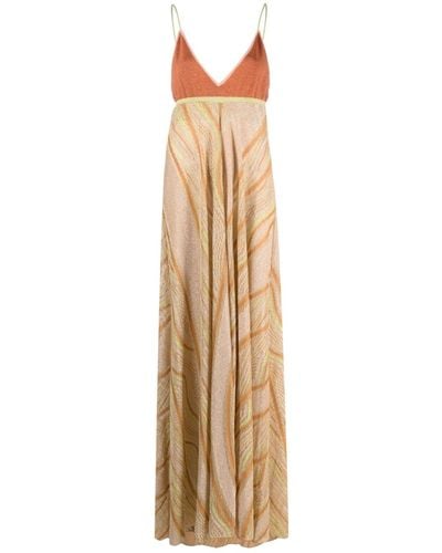 Forte Forte Goldenes metallic streifen maxikleid - Mettallic