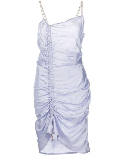 Gcds Crystal-strap Ruched Dress - Blue