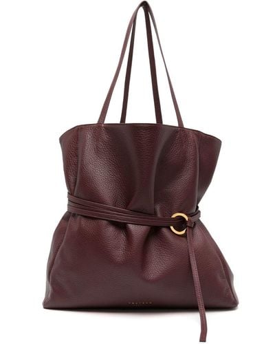 Tsatsas Anis Leather Tote Bag - Purple