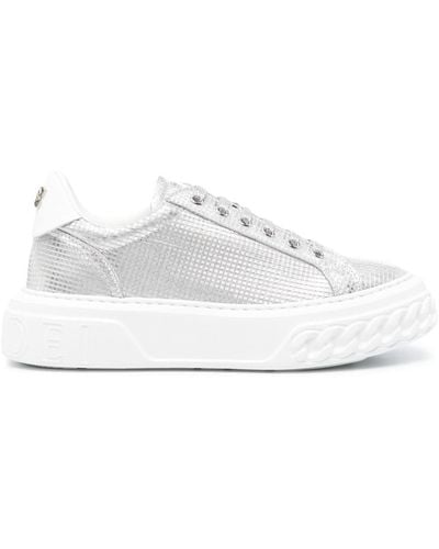 Casadei Metallic Textured Sneakers - White