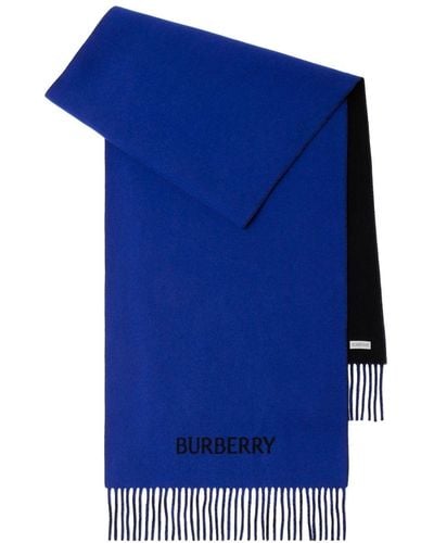 Burberry Equestrian カシミア リバーシブル スカーフ - ブルー