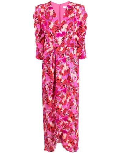 IRO Midikleid mit Blumen-Print - Pink