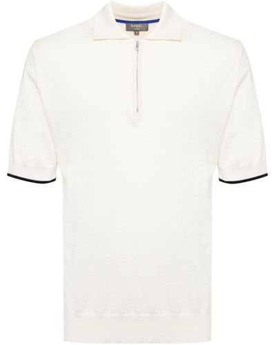 N.Peal Cashmere Fein gestricktes Poloshirt - Weiß