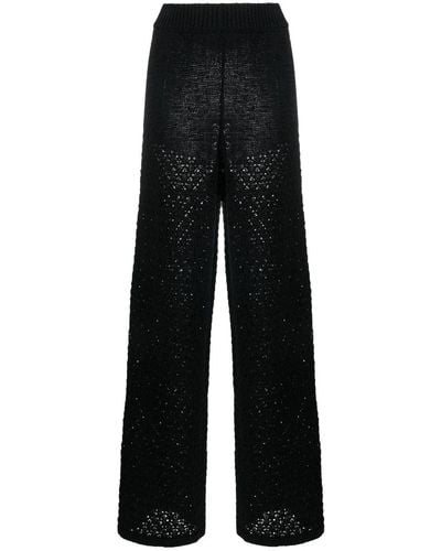 ROTATE BIRGER CHRISTENSEN Loose-knit High-waisted Pants - Black