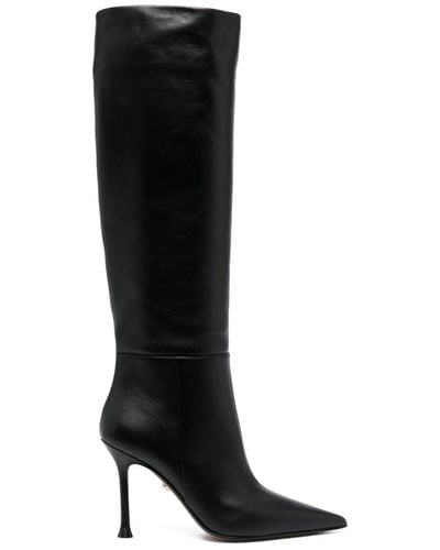 ALEVI 100mm Leather Knee-high Boots - Black