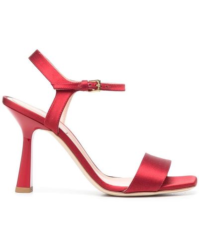 Alberta Ferretti Silk Strappy Sandals - Red