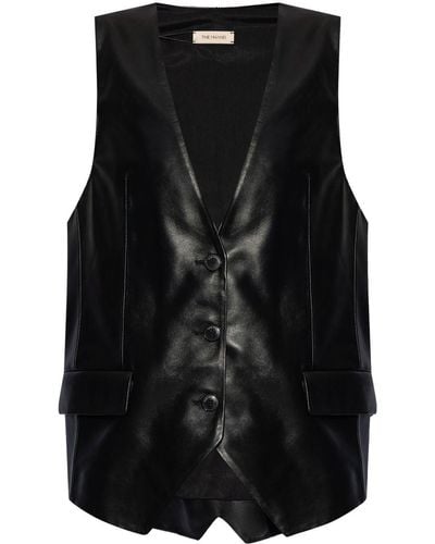 The Mannei Isere Leather Waistcoat - Black