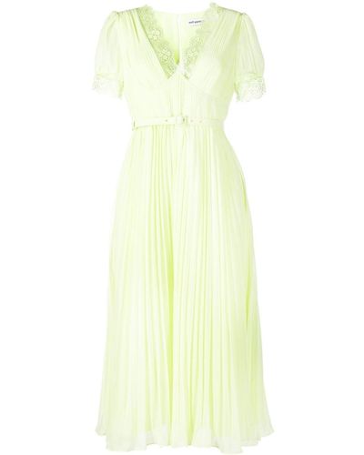 Self-Portrait Self Portrait Pleated Chiffon Midi Dress - Yellow