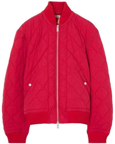 Burberry Quilted Bomber Jacket - Red