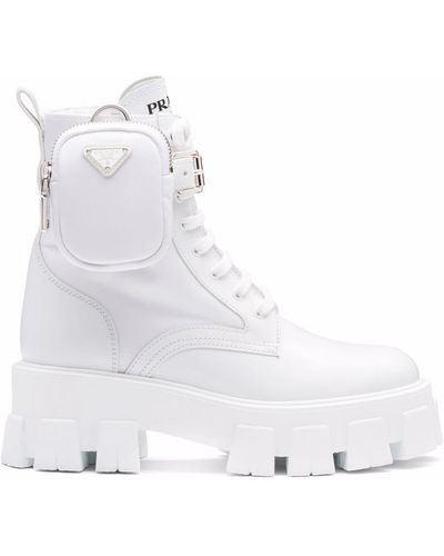 Prada Botines Monolith de piel - Blanco