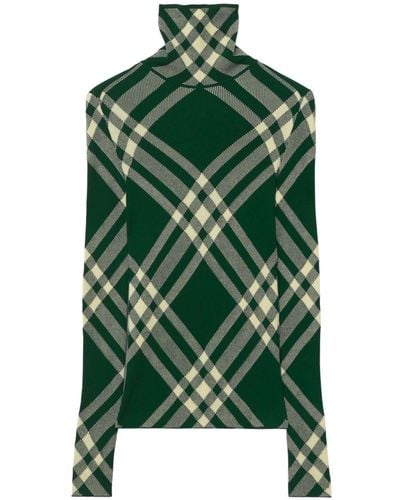 Burberry Checked Wool-blend Sweater - Green