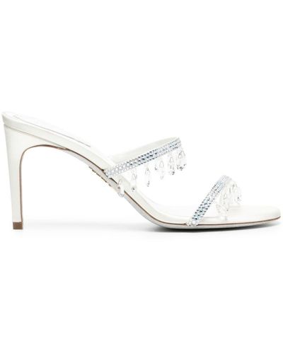 Rene Caovilla Chandelier 100mm Crystal-embellished Mules - White