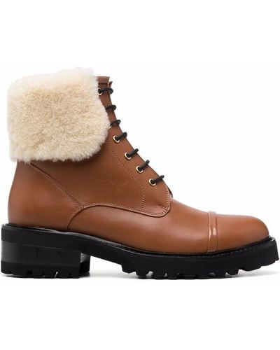 Malone Souliers Shearling-trim Ankle Boots - Brown