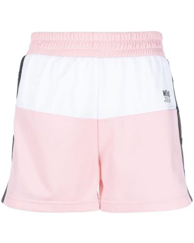 Moschino Jeans Logo-print Panelled Short Shorts - Pink