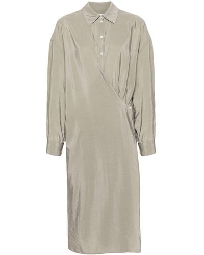 Lemaire Twisted Silk Shirt Dress - Women's - Silk/polyamide - White