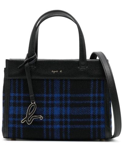 agnès b. Plaid-check Wool Crossbody Bag - Blue