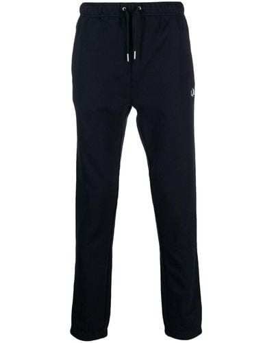 Fred Perry Logo-embroidered Cotton Track Trousers - Blue