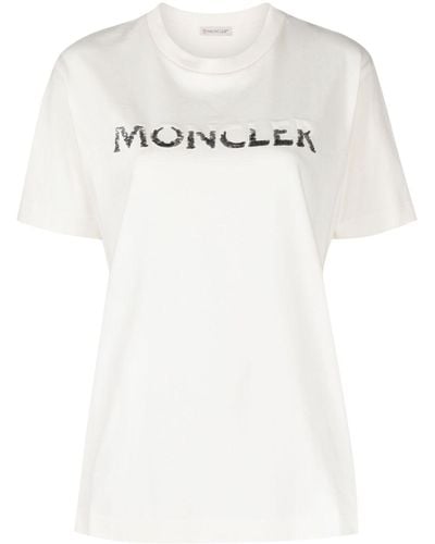 Moncler Camiseta con detalle de lentejuelas - Blanco