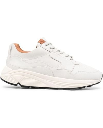 Buttero Vinci Crackle-effect Leather Sneakers - White