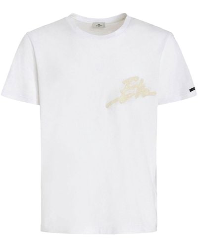 Etro T-Shirt mit Pegaso-Patch - Weiß