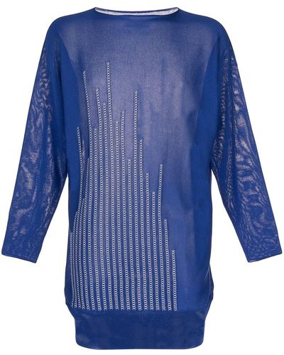 Sulvam Contrast-stitch Sweater - Blue